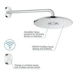 Grohe Rainshower SmartConnect 310 Shower Head & Arm With Wireless Remote -Bathroom Supply Shop 26640000 d1n