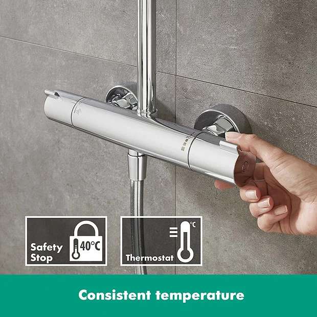Hansgrohe Crometta S Showerpipe 240 1 Jet With Thermostatic Bath Mixer 5 Hansgrohe Crometta S Showerpipe 240 1 Jet With Thermostatic Bath Mixer - Image 5