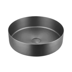 JTP Vos Brushed Black Round Stainless Steel Counter Top Basin + Waste -Bathroom Supply Shop 27ctr400bbl d1