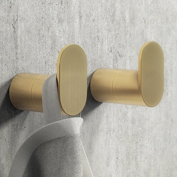 2 X Arezzo Brushed Brass Robe Hooks 2 2 X Arezzo Brushed Brass Robe Hooks - Image 2