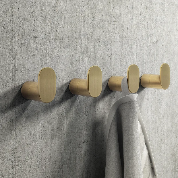 4 X Arezzo Brushed Brass Robe Hooks 2 4 X Arezzo Brushed Brass Robe Hooks - Image 2