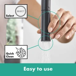 Hansgrohe Talis M54 Single Lever Kitchen Mixer 210 With Pull Out Spray - Matt Black -Bathroom Supply Shop 72800670 d1n