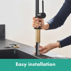 Hansgrohe Talis M54 Single Lever Kitchen Mixer 210 With Pull Out Spray - Matt Black -Bathroom Supply Shop 72800670 d2n