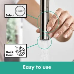 Hansgrohe Talis M54 Single Lever Kitchen Mixer 210 With Pull Out Spray And SBox - Stainless Steel -Bathroom Supply Shop 72801800 d1n