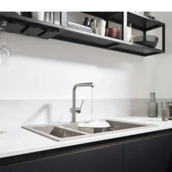 Hansgrohe Talis M54 270 Single Lever Kitchen Mixer With Pull Out Spray - Stainless Steel 9 Hansgrohe Talis M54 270 Single Lever Kitchen Mixer With Pull Out Spray - Stainless Steel -Bathroom Supply Shop 72808800 d2