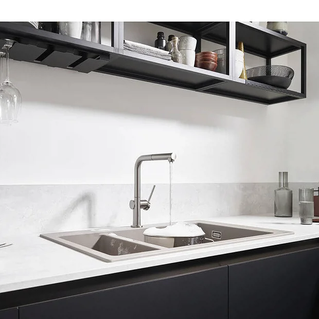 Hansgrohe Talis M54 270 Single Lever Kitchen Mixer With Pull Out Spray - Stainless Steel 4 Hansgrohe Talis M54 270 Single Lever Kitchen Mixer With Pull Out Spray - Stainless Steel - Image 4