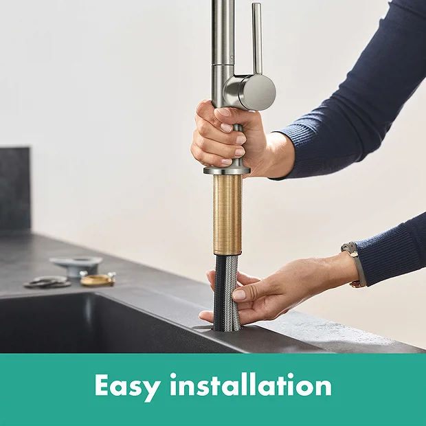 Hansgrohe Talis M54 270 Single Lever Kitchen Mixer With Pull Out Spray - Stainless Steel 1 Hansgrohe Talis M54 270 Single Lever Kitchen Mixer With Pull Out Spray - Stainless Steel