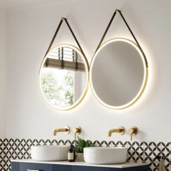 HIB Solstice Brushed Brass 60 Round LED Illuminated Mirror -Bathroom Supply Shop 79520750d1