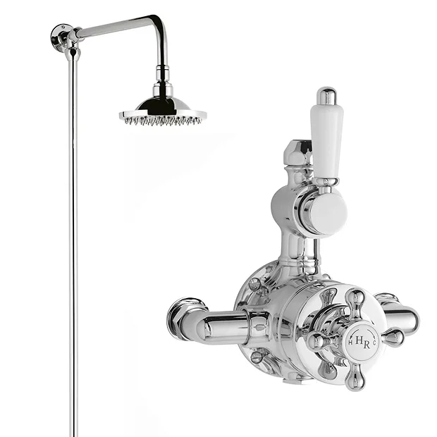 Hudson Reed Traditional Twin Valve With Rigid Riser Kit & Shower Rose - Chrome 2 Hudson Reed Traditional Twin Valve With Rigid Riser Kit & Shower Rose - Chrome - Image 2
