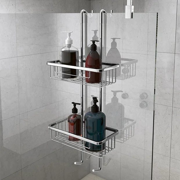 Alberta 2 Tier Hanging Shower Caddy - Chrome 2 Alberta 2 Tier Hanging Shower Caddy - Chrome - Image 2
