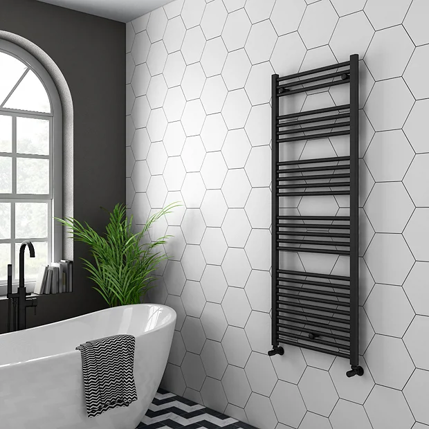 Diamond Heated Towel Rail - W600 X H1600mm - Anthracite - Straight 2 Diamond Heated Towel Rail - W600 X H1600mm - Anthracite - Straight - Image 2