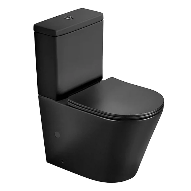Arezzo Matt Black BTW Close Coupled Toilet + Soft Close Seat 1 Arezzo Matt Black BTW Close Coupled Toilet + Soft Close Seat