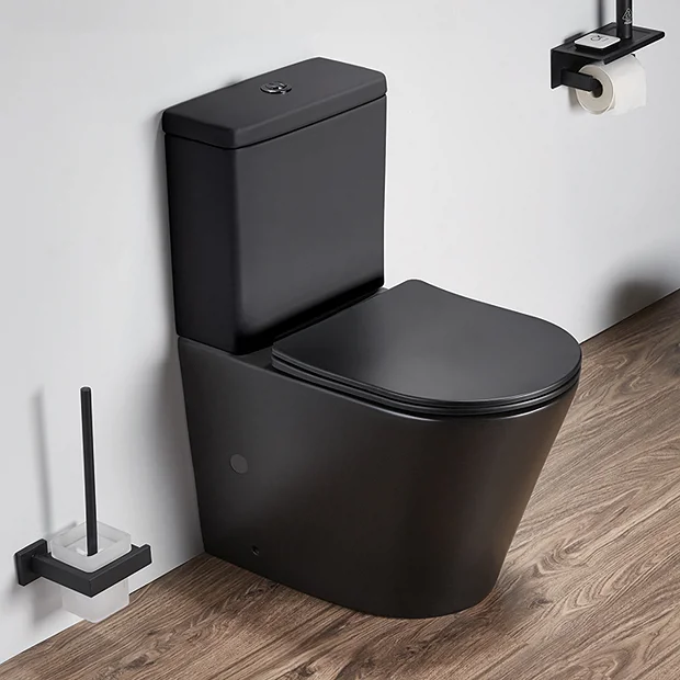 Arezzo Matt Black BTW Close Coupled Toilet + Soft Close Seat 2 Arezzo Matt Black BTW Close Coupled Toilet + Soft Close Seat - Image 2