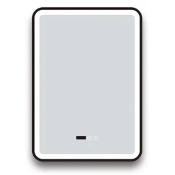 Arezzo Matt Black 500 X 700mm Rectangular LED Illuminated Anti-Fog Bathroom Mirror With Time Display -Bathroom Supply Shop arzim01mb d3