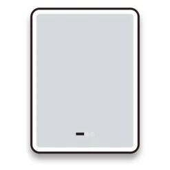 Arezzo Matt Black 600 X 800mm Rectangular LED Illuminated Anti-Fog Bathroom Mirror With Time Display -Bathroom Supply Shop arzim02mb d3