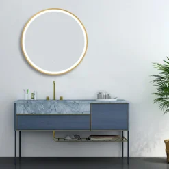 Arezzo Brushed Brass 700mm Round LED Illuminated Anti-Fog Bathroom Mirror 9 Arezzo Brushed Brass 700mm Round LED Illuminated Anti-Fog Bathroom Mirror -Bathroom Supply Shop arzim09bb d3