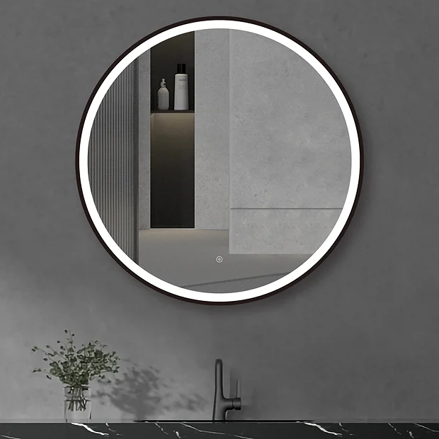 Arezzo Matt Black 800mm Round LED Illuminated Anti-Fog Bathroom Mirror 2 Arezzo Matt Black 800mm Round LED Illuminated Anti-Fog Bathroom Mirror - Image 2