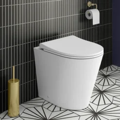 Arezzo Back To Wall Toilet (incl. Slim Seat With Matt Black Hinges) -Bathroom Supply Shop az009slmb detail05