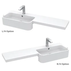 Arezzo 1100 Matt Green Semi-Recessed Round Combination Vanity Unit (Matt Black Flush & Handles) -Bathroom Supply Shop az11tgmbnd5