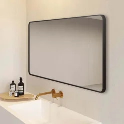 Arezzo Matt Black Framed Bathroom Mirror - 1400 X 700mm -Bathroom Supply Shop az147cvmb d2