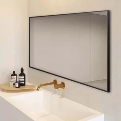 Arezzo Matt Black Square Edge Framed Bathroom Mirror - 1400 X 500mm -Bathroom Supply Shop az147mb d2