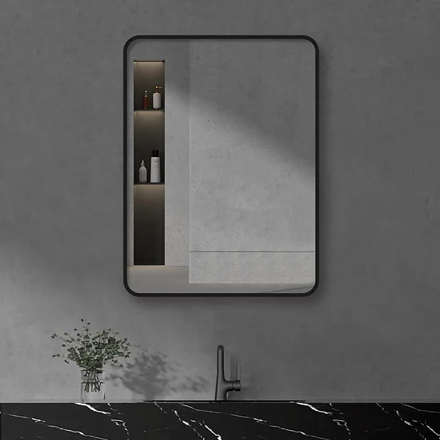 Arezzo Matt Black 800 X 600 Rectangular Mirror 2 Arezzo Matt Black 800 X 600 Rectangular Mirror - Image 2