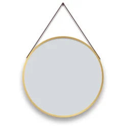 Arezzo Brushed Brass Hanging 600mm Round Bathroom Mirror -Bathroom Supply Shop az6hmbb d1
