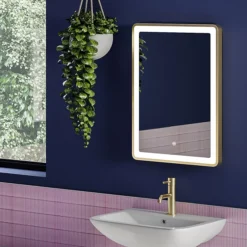 Arezzo 700 X 500mm Brushed Brass LED Touch Sensor Mirror + Anti-Fog 9 Arezzo 700 X 500mm Brushed Brass LED Touch Sensor Mirror + Anti-Fog -Bathroom Supply Shop az702 d2