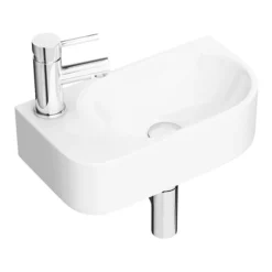 Arezzo 400 X 220mm Curved Wall Hung 1TH Cloakroom Basin -Bathroom Supply Shop az78204 n detail1