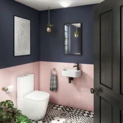 Arezzo 400 X 215mm Curved Wall Hung Cloakroom Basin - Matt White -Bathroom Supply Shop az7824w d1