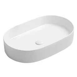 Arezzo Gloss White Oval Counter Top Basin (600 X 380mm) -Bathroom Supply Shop az7833gw l