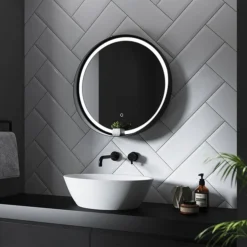 Arezzo Matt Black 600mm Round Colour Changing LED Illuminated Bathroom Mirror With Anti-Fog 5 Arezzo Matt Black 600mm Round Colour Changing LED Illuminated Bathroom Mirror With Anti-Fog -Bathroom Supply Shop az8930mb d1