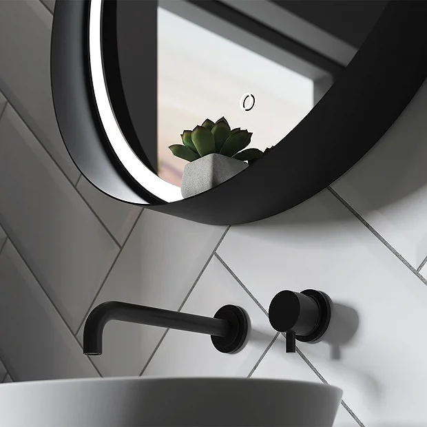 Arezzo Matt Black 600mm Round Colour Changing LED Illuminated Bathroom Mirror With Anti-Fog 1 Arezzo Matt Black 600mm Round Colour Changing LED Illuminated Bathroom Mirror With Anti-Fog