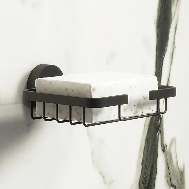 Arezzo Matt Black Soap Basket 1 Arezzo Matt Black Soap Basket