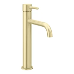 Arezzo Round Brushed Brass High Rise Mono Basin Mixer Tap -Bathroom Supply Shop azbbhrt n detail1