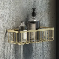Arezzo Brushed Brass 300mm Wire Shower Basket -Bathroom Supply Shop azbbs29nl