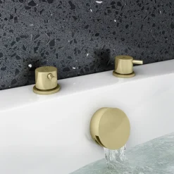 Arezzo Brushed Brass 3/4" Deck Bath Side Valves (Pair) -Bathroom Supply Shop azbbsdvd1