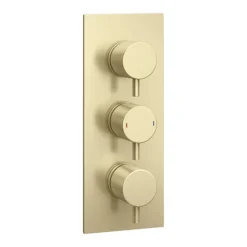 Arezzo Brushed Brass Round Thermostatic Shower Pack With Wall Mounted Head + Handset -Bathroom Supply Shop azbbspk4 detail1