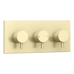 Arezzo Brushed Brass Round Thermostatic Shower Pack With Wall Mounted Head + Handset -Bathroom Supply Shop azbbspk4 detail2