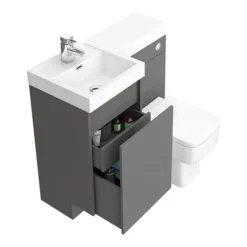 Arezzo 900mm Gloss Grey Combination Bathroom Suite Unit (inc. Cistern + Square Toilet) -Bathroom Supply Shop azcbs9gry d1