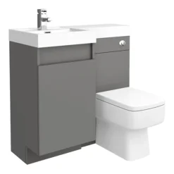Arezzo 900mm Gloss Grey Combination Bathroom Suite Unit (inc. Cistern + Square Toilet) -Bathroom Supply Shop azcbs9gry nd2