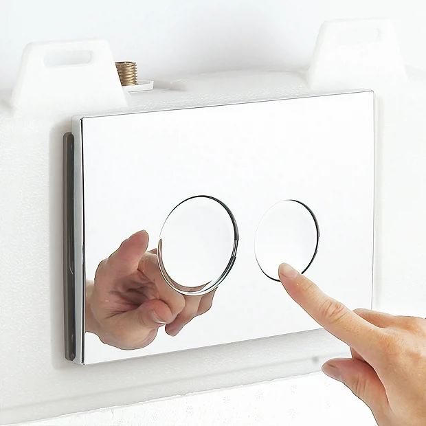 Arezzo Compact Concealed Cistern With Brushed Brass Flush Plate - Round Buttons 5 Arezzo Compact Concealed Cistern With Brushed Brass Flush Plate - Round Buttons - Image 5