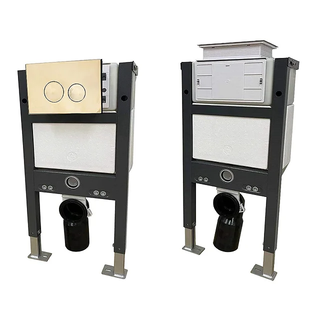 Arezzo Compact Top/Front Flush Toilet Frame With Brushed Brass Flush - Round Buttons 1 Arezzo Compact Top/Front Flush Toilet Frame With Brushed Brass Flush - Round Buttons