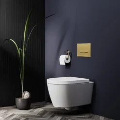 Arezzo Compact Top/Front Flush Toilet Frame With Brushed Brass Flush - Square Buttons -Bathroom Supply Shop azcfsbb detail01