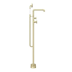 Arezzo Brushed Brass Industrial Style Freestanding Bath Shower Mixer Tap -Bathroom Supply Shop azisbb05 n d3