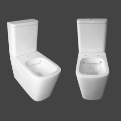 Arezzo Square BTW Close Coupled Rimless Toilet With Soft Close Seat -Bathroom Supply Shop azssqbtwcc d2
