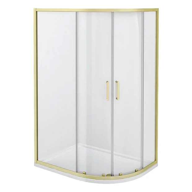 Toreno Brushed Brass 1200 X 900mm Offset Quadrant Shower Enclosure Without Tray 3 Toreno Brushed Brass 1200 X 900mm Offset Quadrant Shower Enclosure Without Tray - Image 3