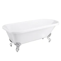 Bromley 1470 Small Single Ended Roll Top Bath + Chrome Legs -Bathroom Supply Shop bromley1470singleendedrolltopbathwithchromeballandclawfeetd2