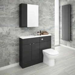 Brooklyn 600mm Bathroom Mirror & Fascia Cabinet - Black -Bathroom Supply Shop brooklynbathroommirrorfasciacabinetblack600mmd1
