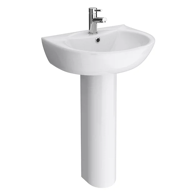 Cove 530mm Basin 1TH With Pedestal 2 Cove 530mm Basin 1TH With Pedestal - Image 2